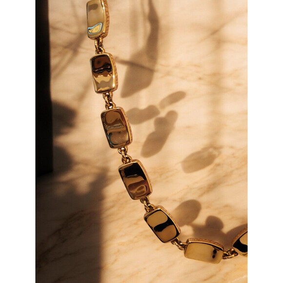 Bold Vintage Style Goldtone Link Necklace – 80s Power Glam | 8” Drop Statement - Picture 5 of 8